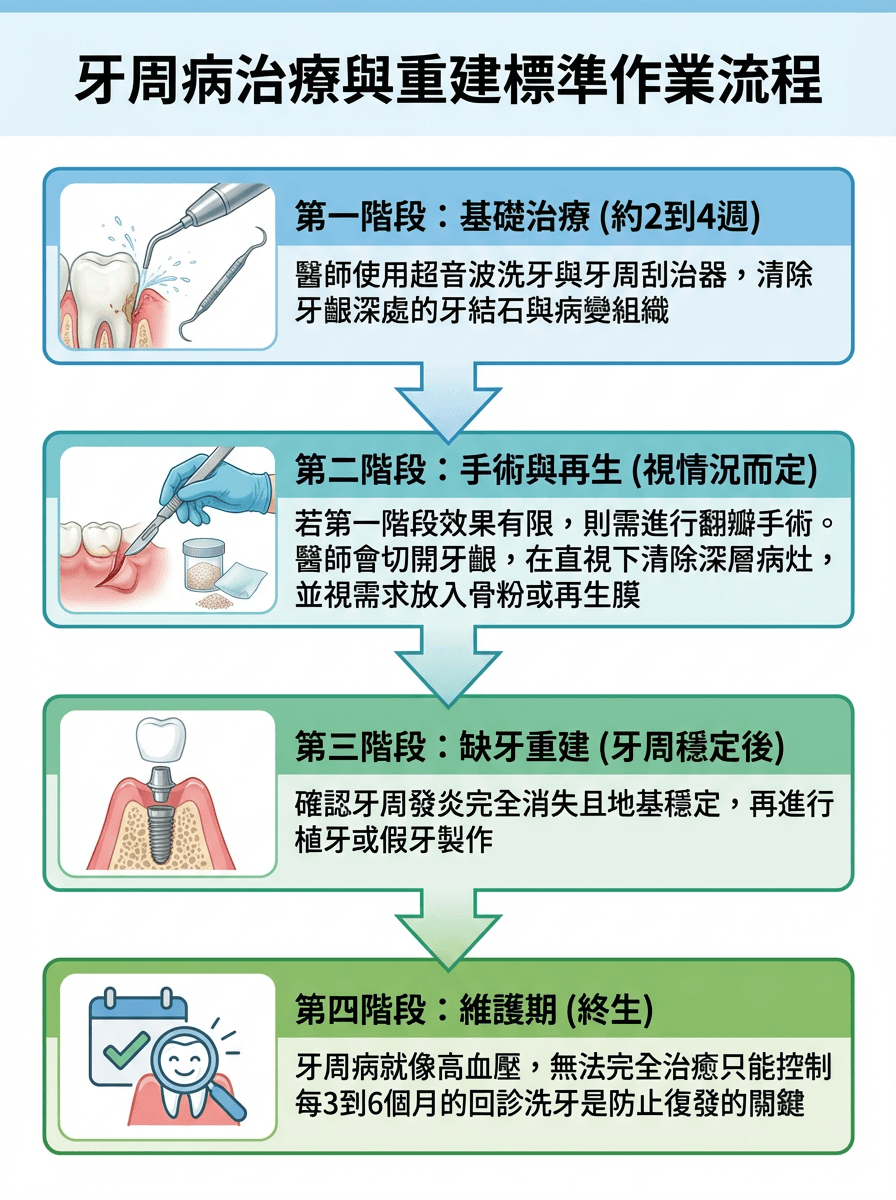 牙周病治療與重建的標準作業流程
